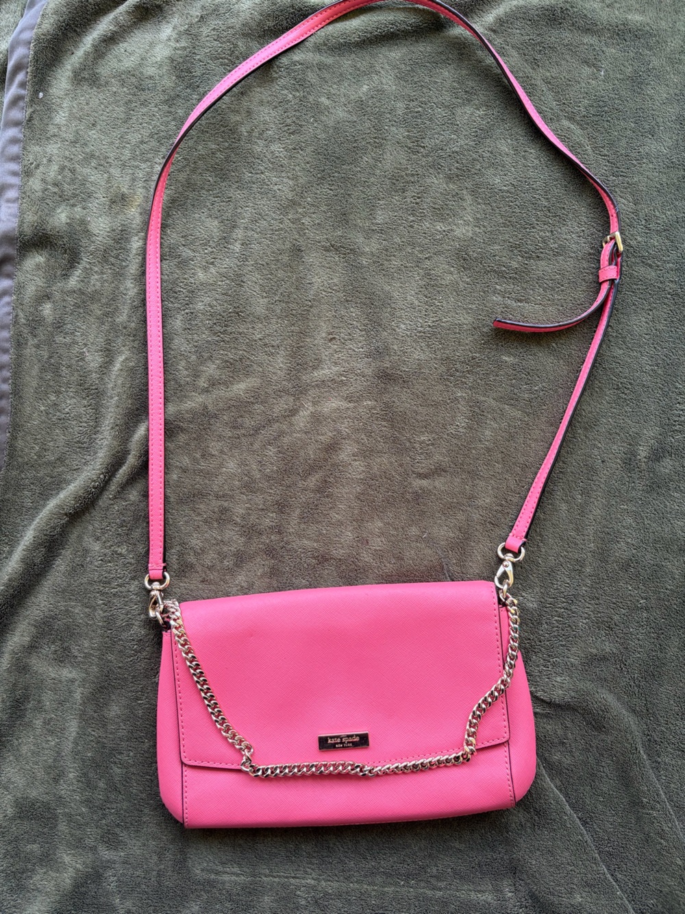 kate spade Hot Pink Crossbody Bag with silver Chain